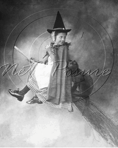 Picture of Misc - Kids, Young Girl on Broom Stick c1930s - N1032