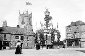 Picture of Cornwall - St Just,  Market Square with Decorations c1900s - N3622